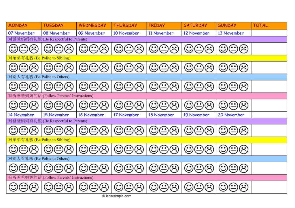 Behavior Charts For Students