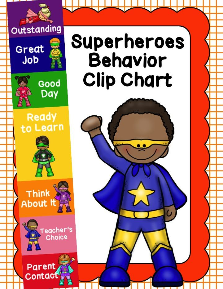 Behavior Clip Chart Behavior Management SUPERHERO 3 Clip Chart 