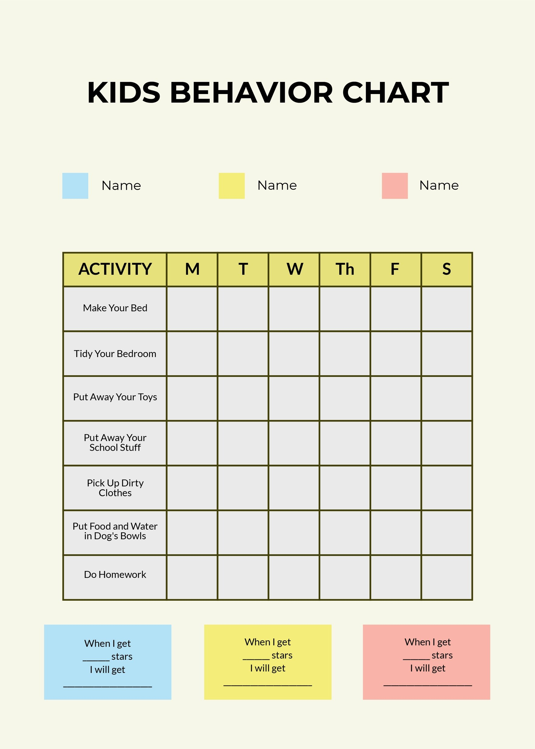 Behavior Consequence Chart In PSD Illustrator Word PDF Download 