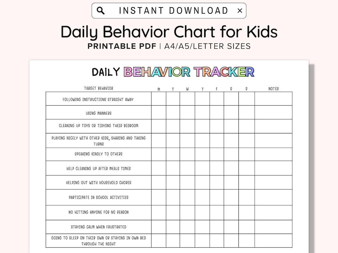 Behavior Reward Chart For Kids Printable Editable Good Behavior 