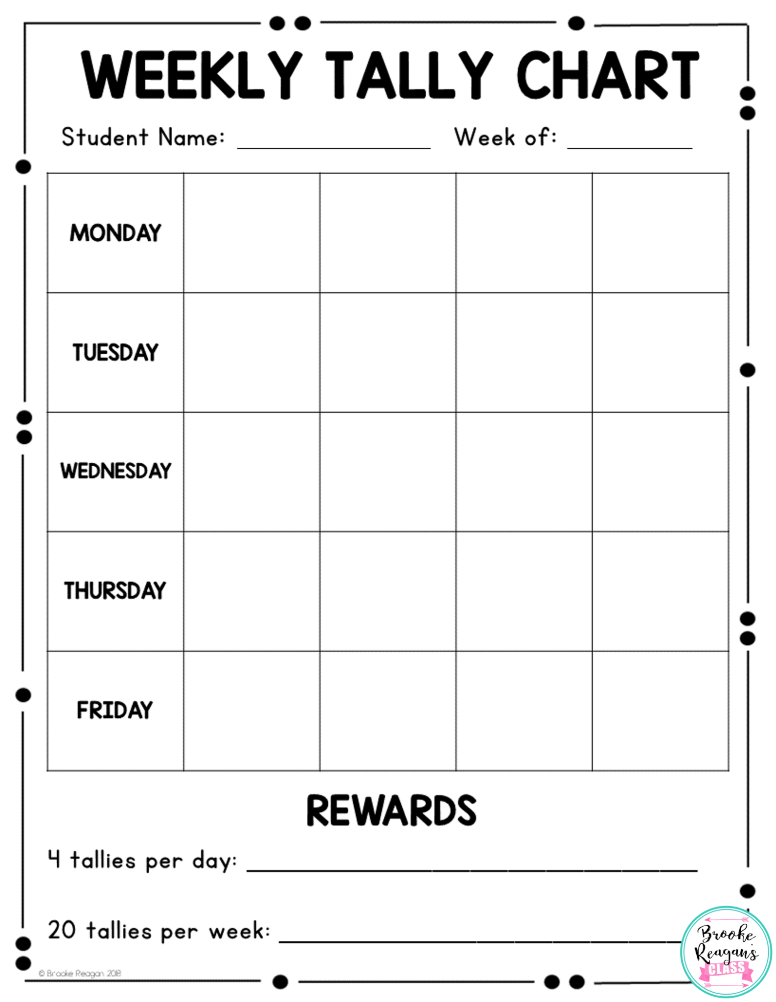 Behavior Tally Chart Printable PrintableBehaviorChart