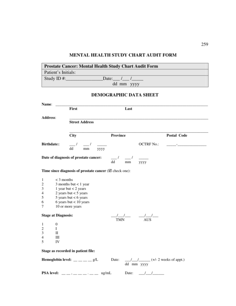 Behavioral Mental Health Chart Audit Form BehaviorChart