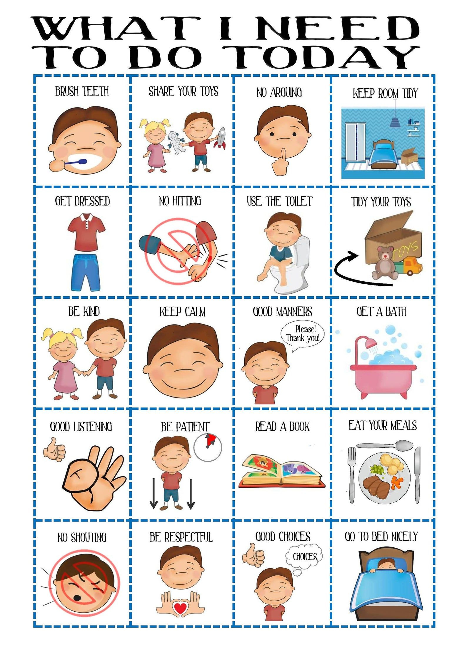 Behaviour Chart For Boys Toddler Routine Chart Visual Aid Etsy In 