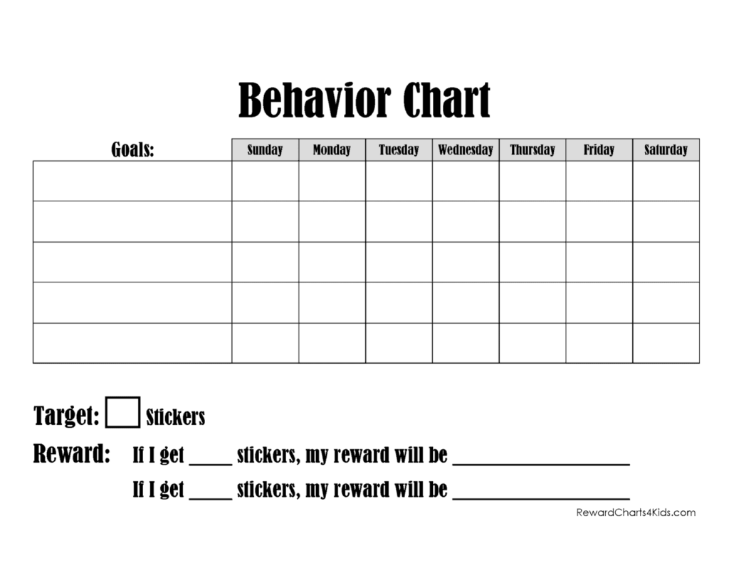 Blank Behavior Chart Printable