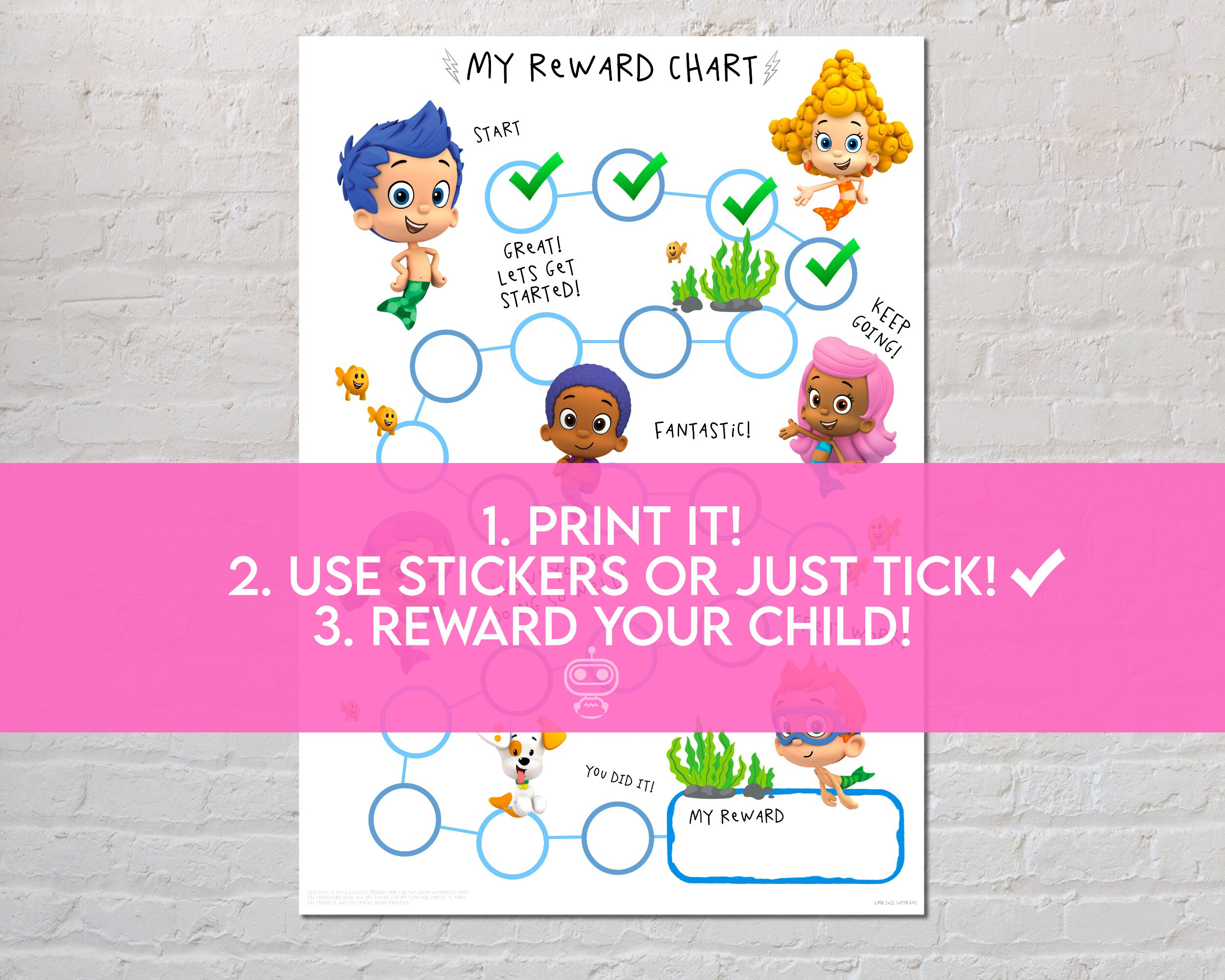 Bubble Guppies Reward Chart For Behavior Chart Printable Etsy Australia