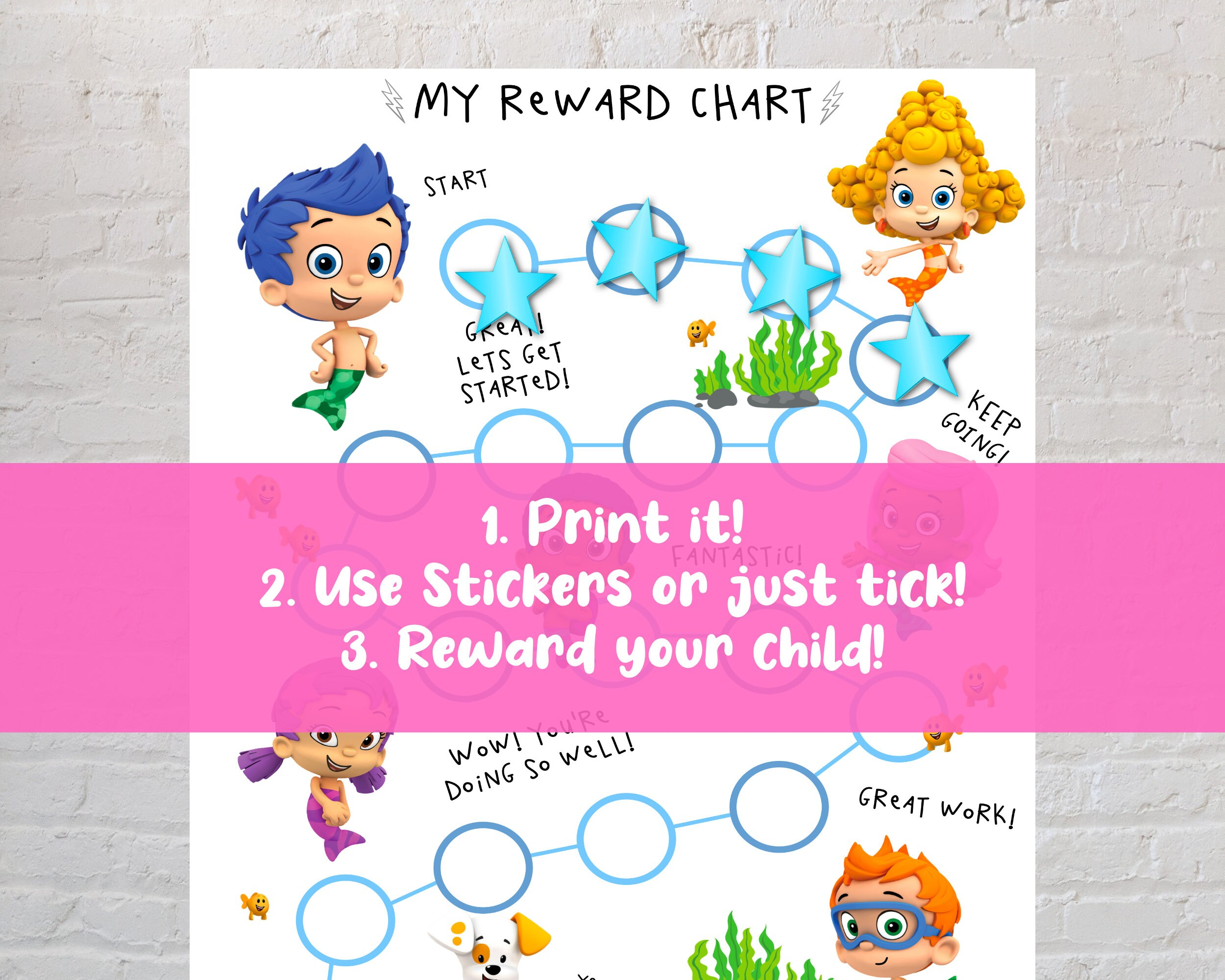 Bubble Guppies Reward Chart For Behavior Chart Printable Etsy Canada