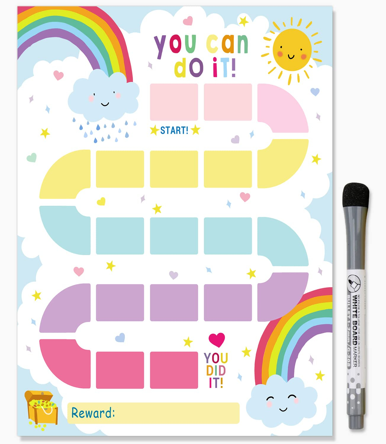 Buy Rainbow Magnetic Dry Erase Chore Chart For Kids Rainbow Task 