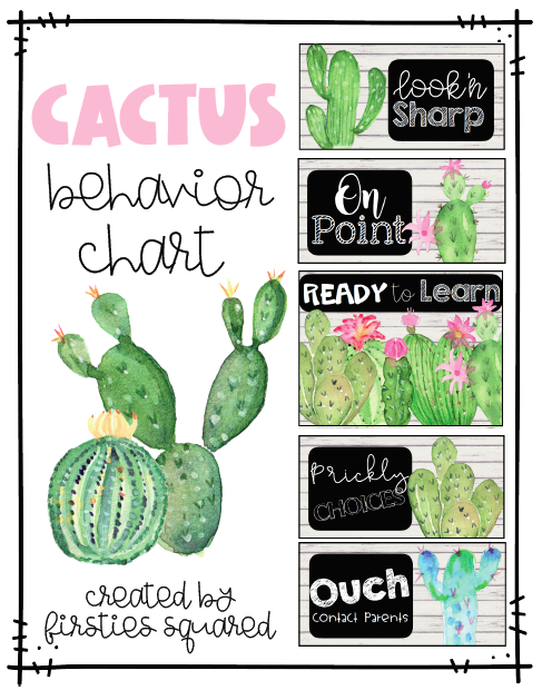 Cactus Theme Behavior Chart Behaviour Chart Behavior Clip Charts