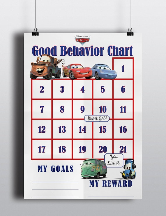 Cars Movie Good Behavior Sticker Chart By CreativeNutMedia