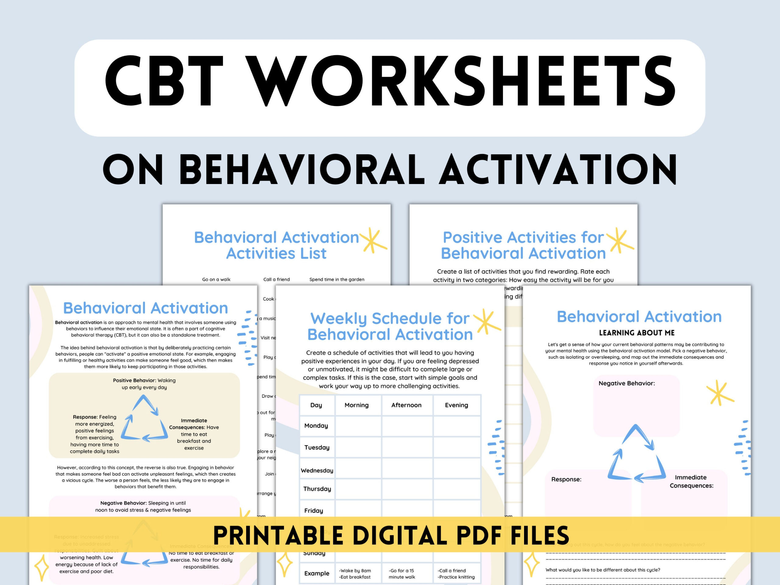 CBT Worksheets Behavioral Activation Cognitive Behavioral Etsy UK