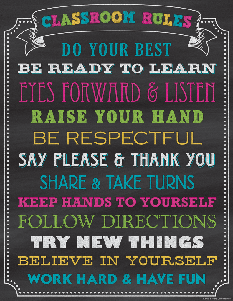 Chalkboard Brights Classroom Rules Chart Classroom Rules Poster 