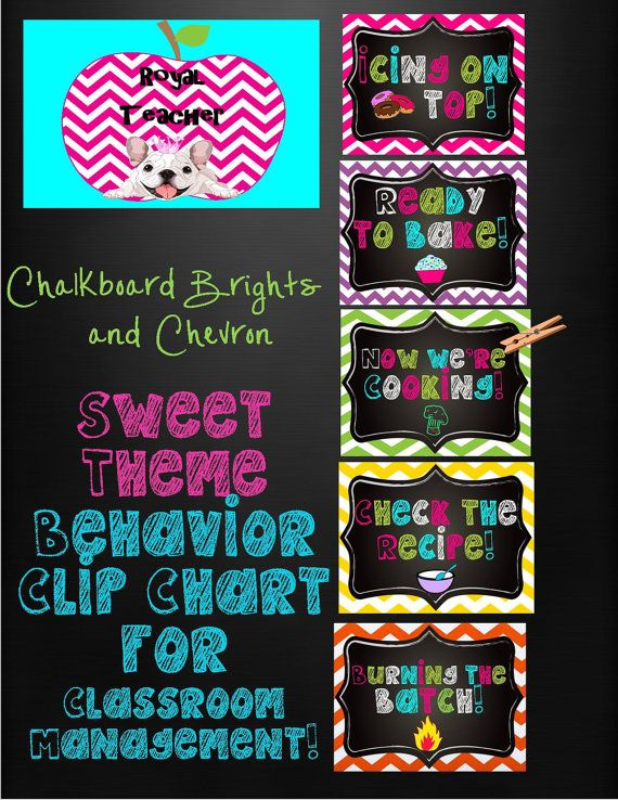 Chalkboard Lights And Chevron Sweet Theme Behavior Clip Chart For 