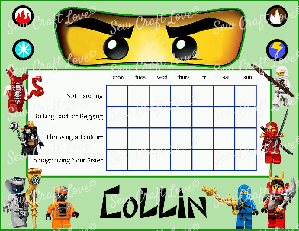 Chore Chart For Kids Printable Lego Ninjago PrintableChoreCharts