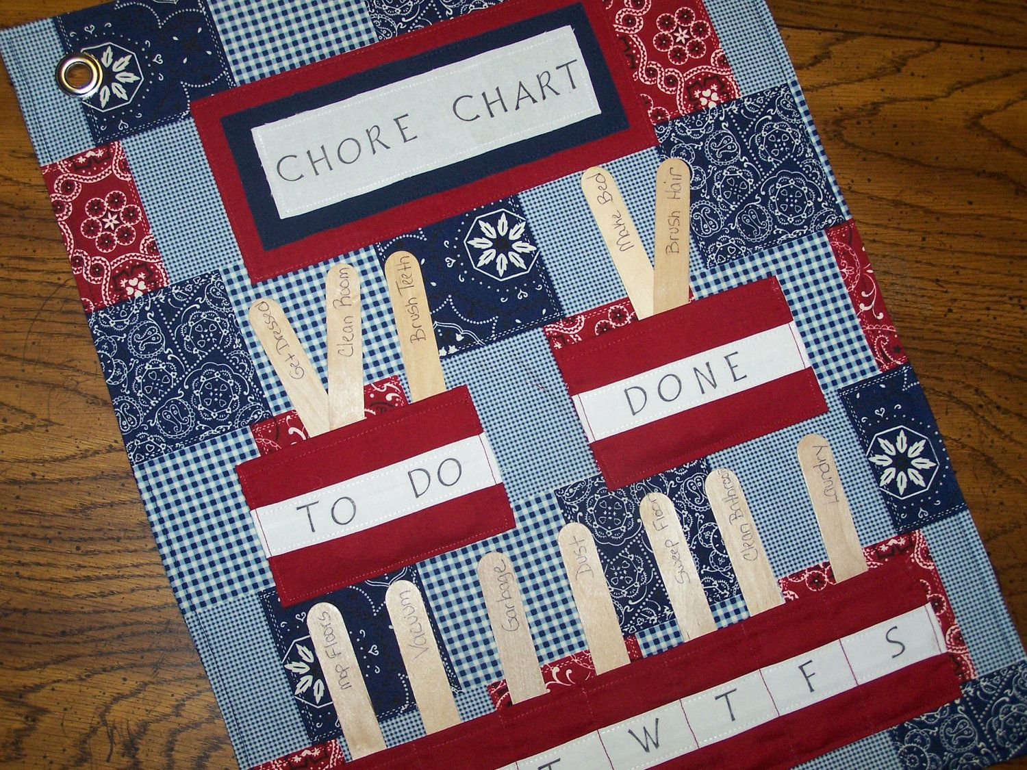 Chore Chart With Pockets And Popsicle Sticks Chore Chart Kids Chore 