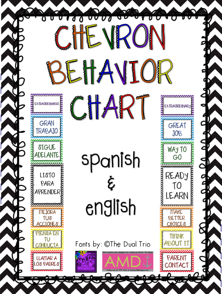 Chore Charts Witj Poclets Behavior Chart In Spanish Behaviour Chart 