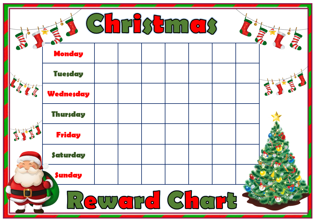 Christmas Themed Reward Chart Behaviour Chart Great For Kids Stickers 