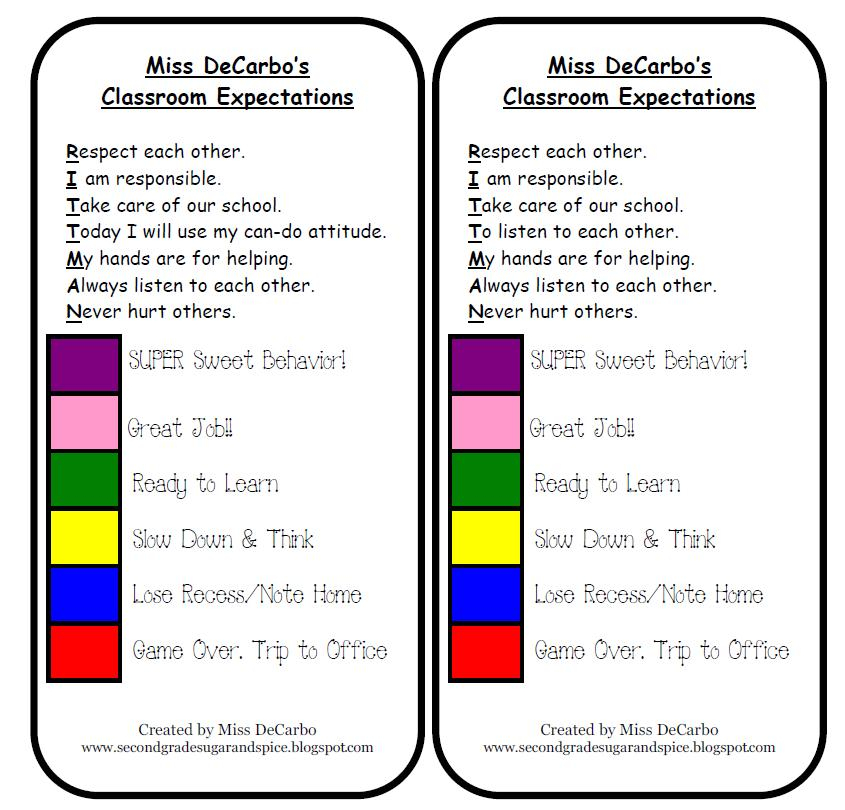 Classroom Expectations Poster And Behavior Clip Chart Magnets Miss 