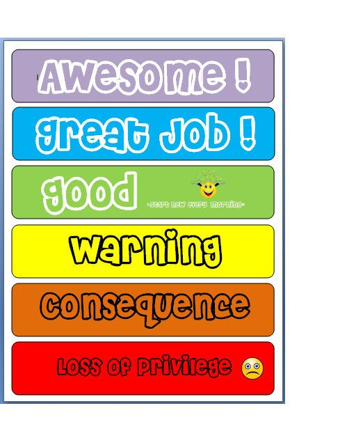 Color Code Behavior Chart For Kids Printable PDF Rainbow Themed 