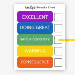 Colorful Behavior Chart Printable Editable Behavior Consequence Chart