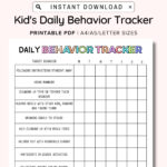 Daily Behavior Chart For Kids Printable Good Behavior Tracking