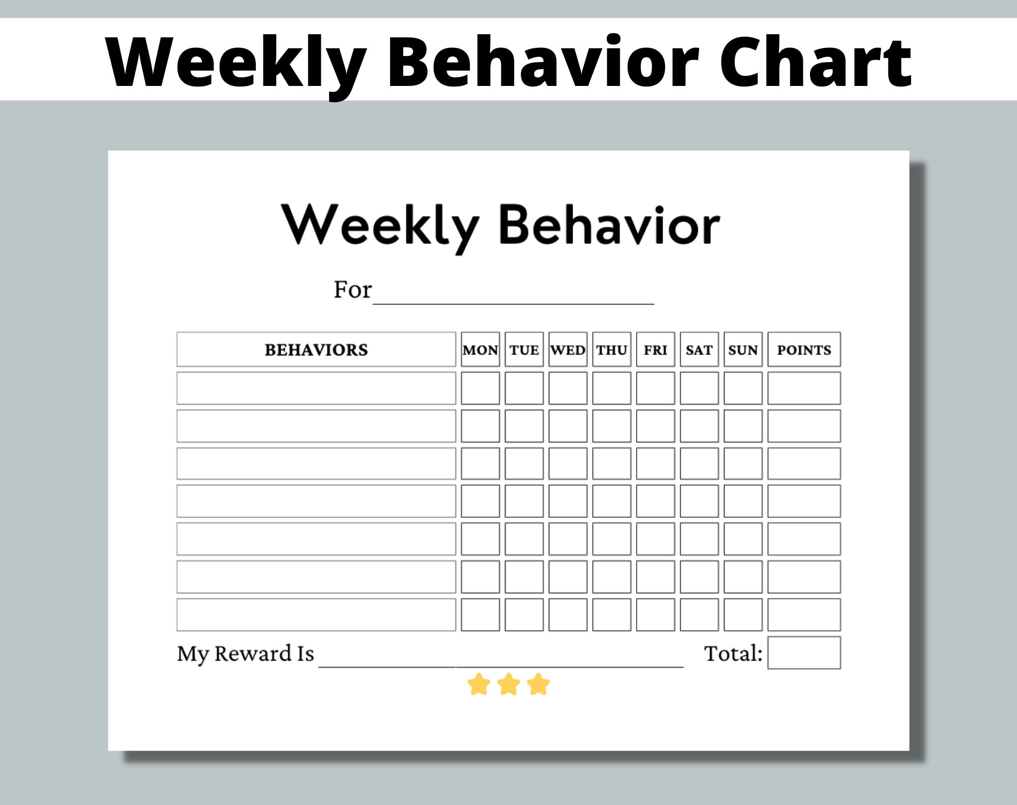 Weekly Behavior Chart For Teachers - BehaviorChart.net