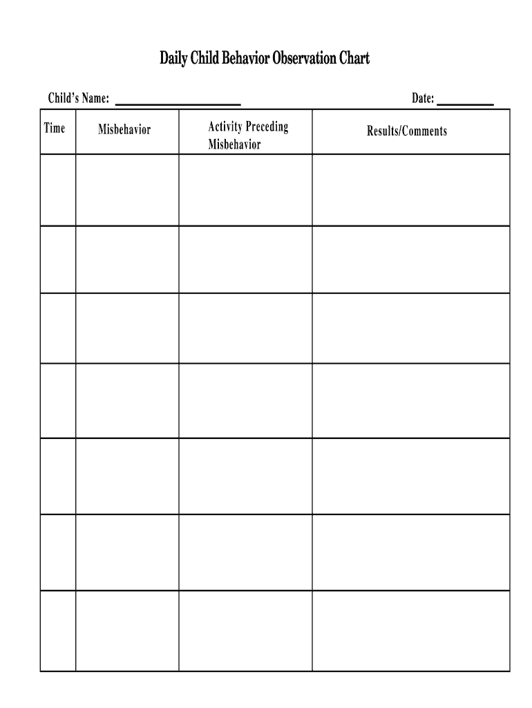 Daily Child Behavior Observation Chart Fill And Sign Printable 