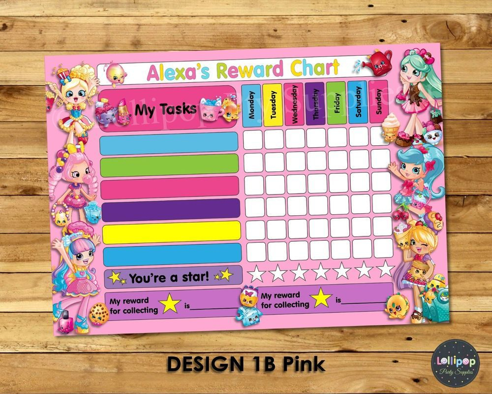 Details About SHOPKINS PERSONALISED REWARD CHART BEHAVIOUR CHORE KIDS 