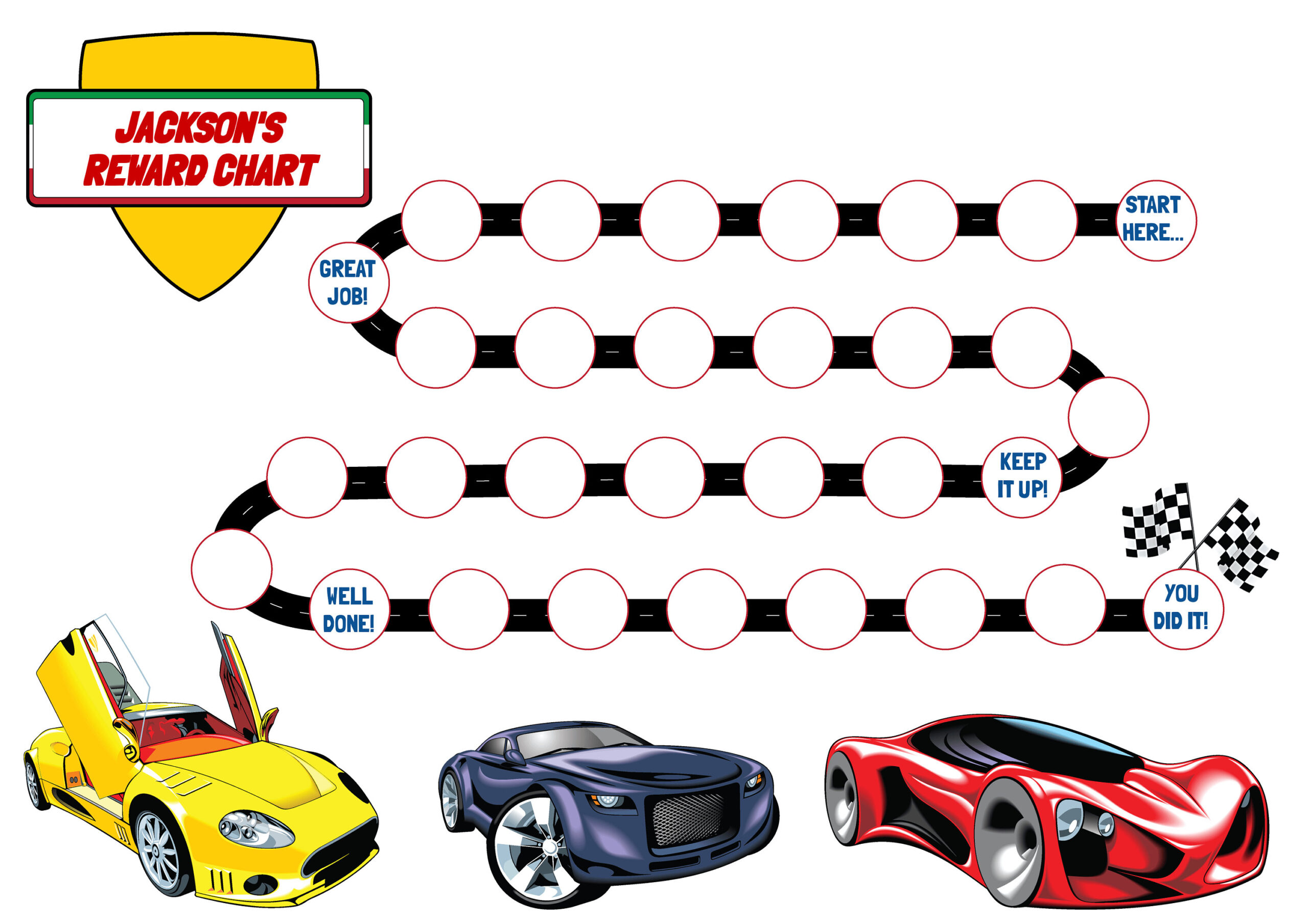 Editable Cars Reward Chart Potty Chart Printable Behaviour Etsy