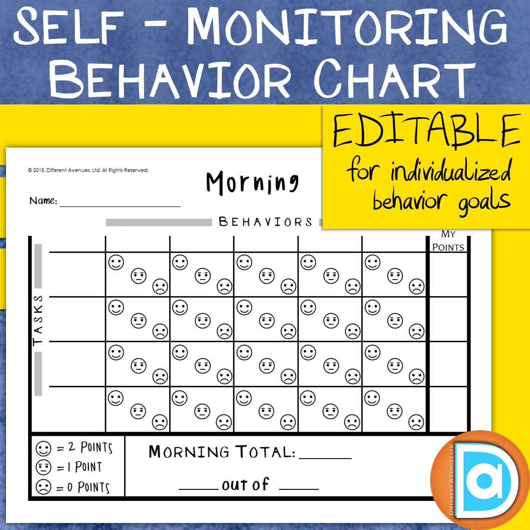 Editable Daily Behavior Chart Self Monitoring Task And Goal Based 