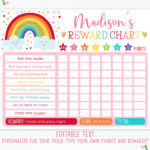 EDITABLE Rainbow Reward Chart Rainbow Behavior Chart Pink Etsy