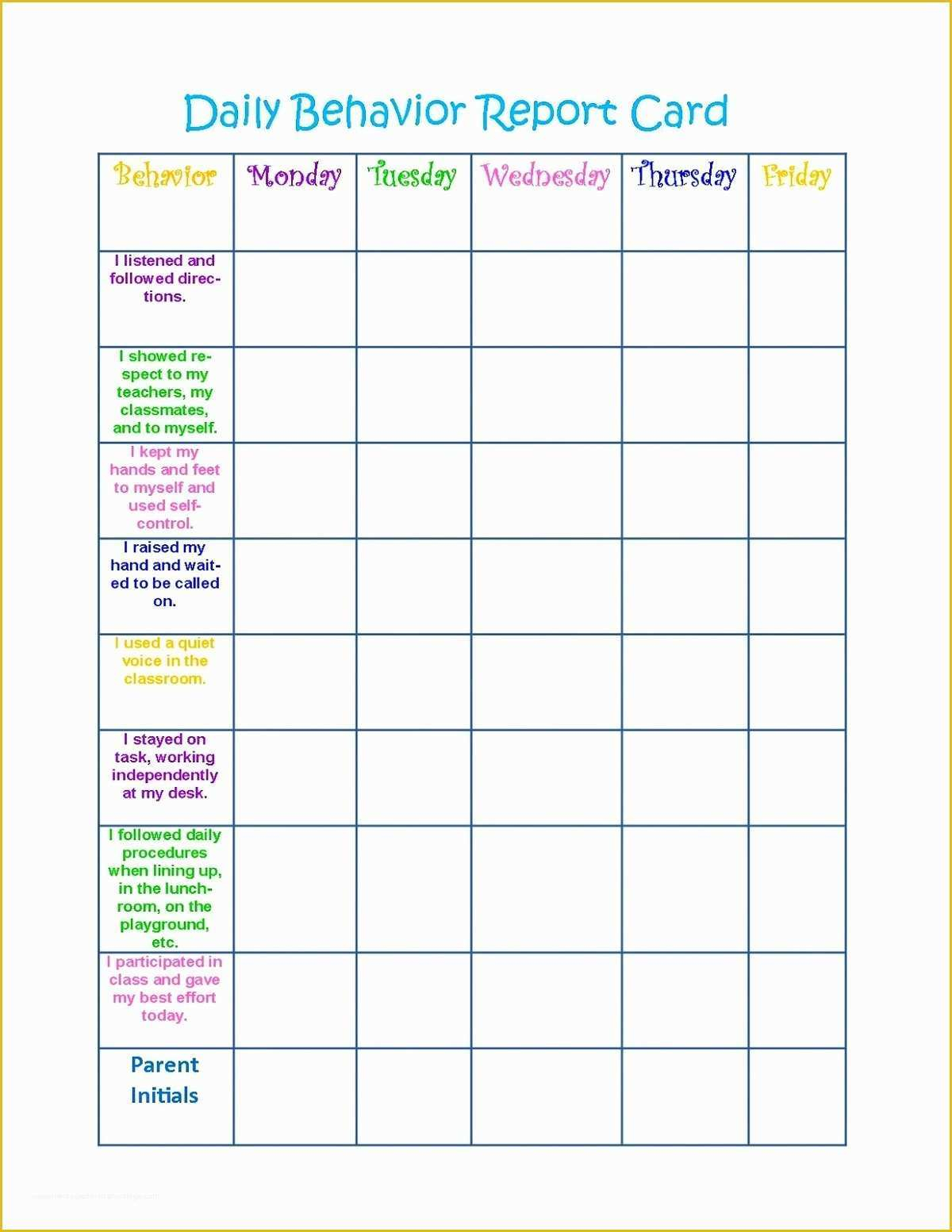 Free Behavior Chart Template Of Free Printable Behavior Charts For 