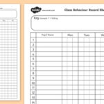 FREE Class Behavior Record Chart class Behavior Behavior Recond