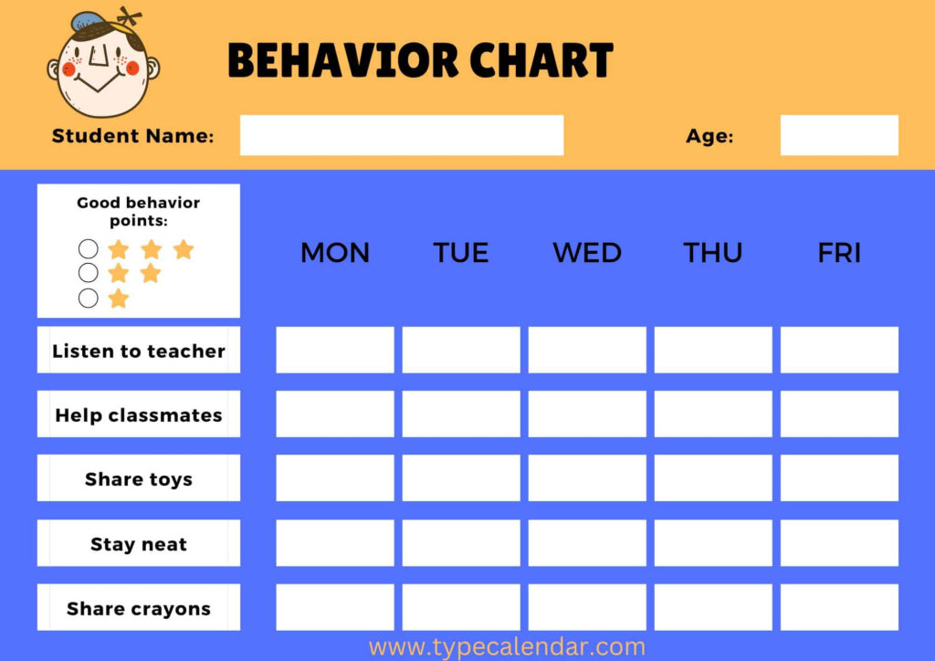 Free Printable Behavior Chart Templates PDF Word Excel 