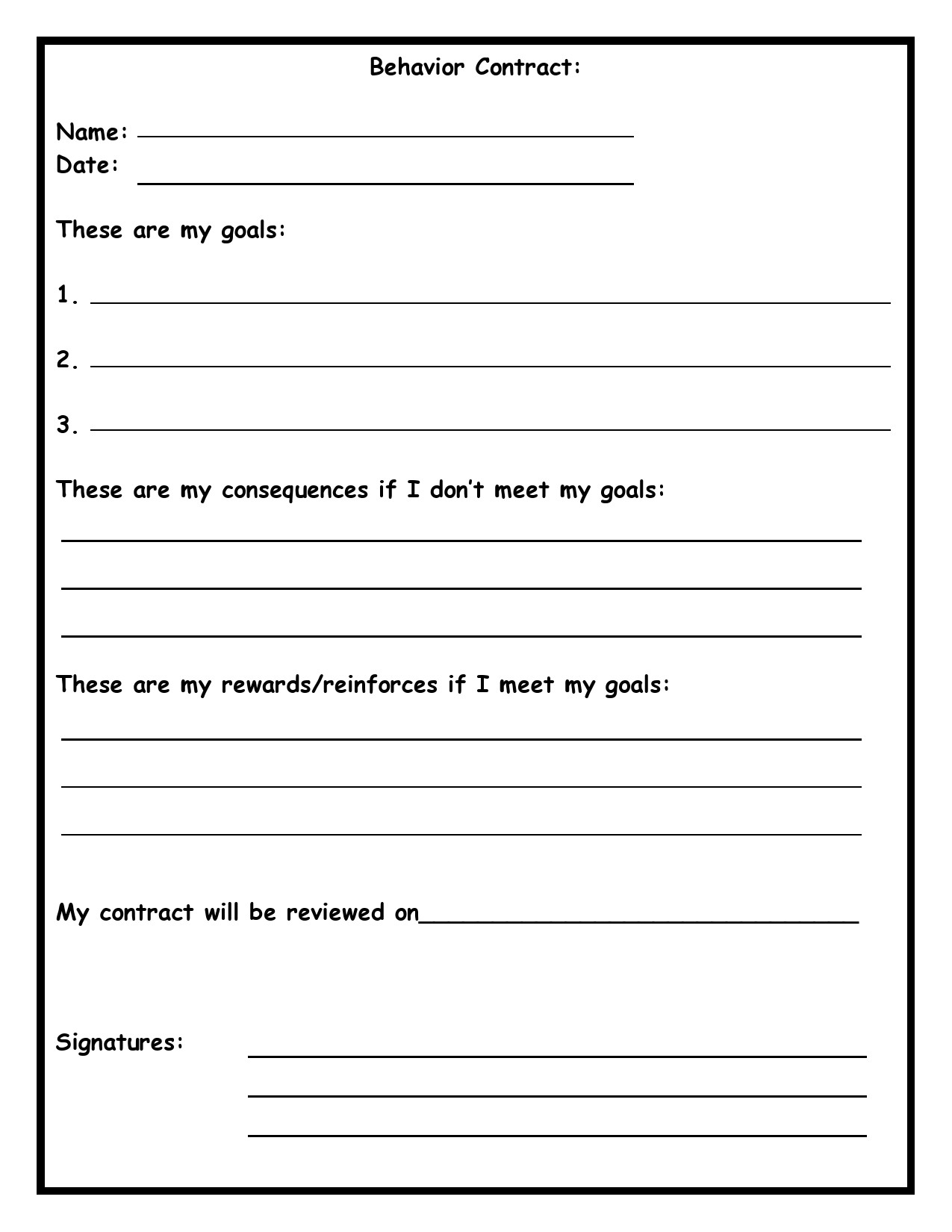 Free Printable Behavior Contracts Charts Fill Out Sig Vrogue co