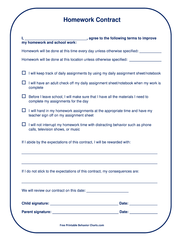 Free Printable Behavior Contracts Charts Fill Out Sign Online DocHub