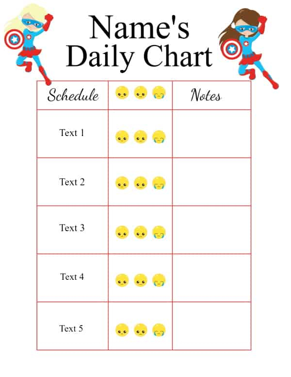 Free Printable Daily Behavior Charts For Teachers