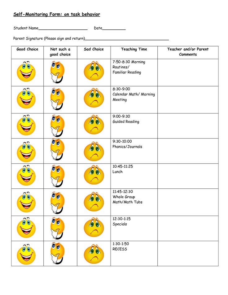 Free Printable Daily Behavior Charts