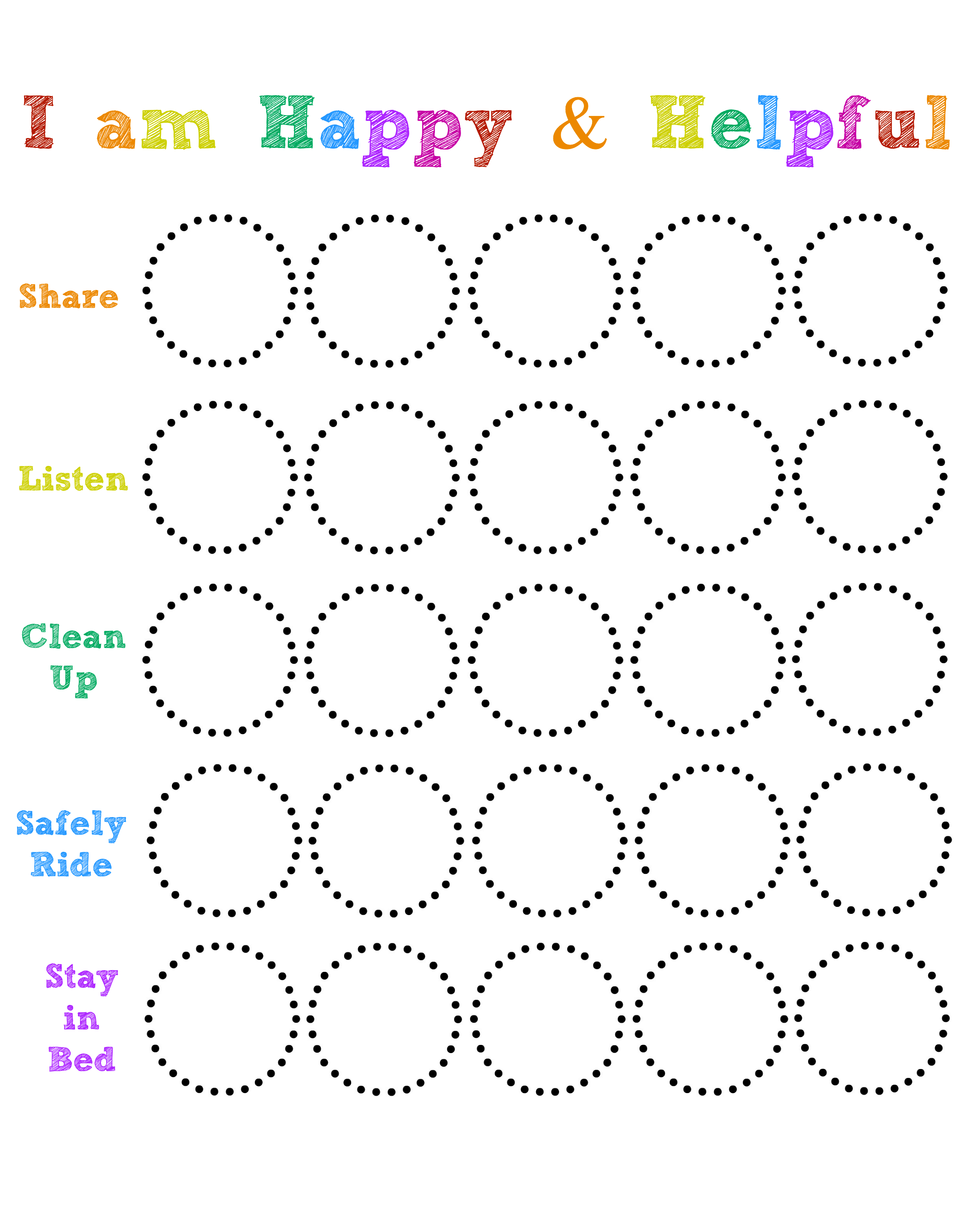 Free Printable Happy And Helpful Chart Behavior Chart Toddler Kids