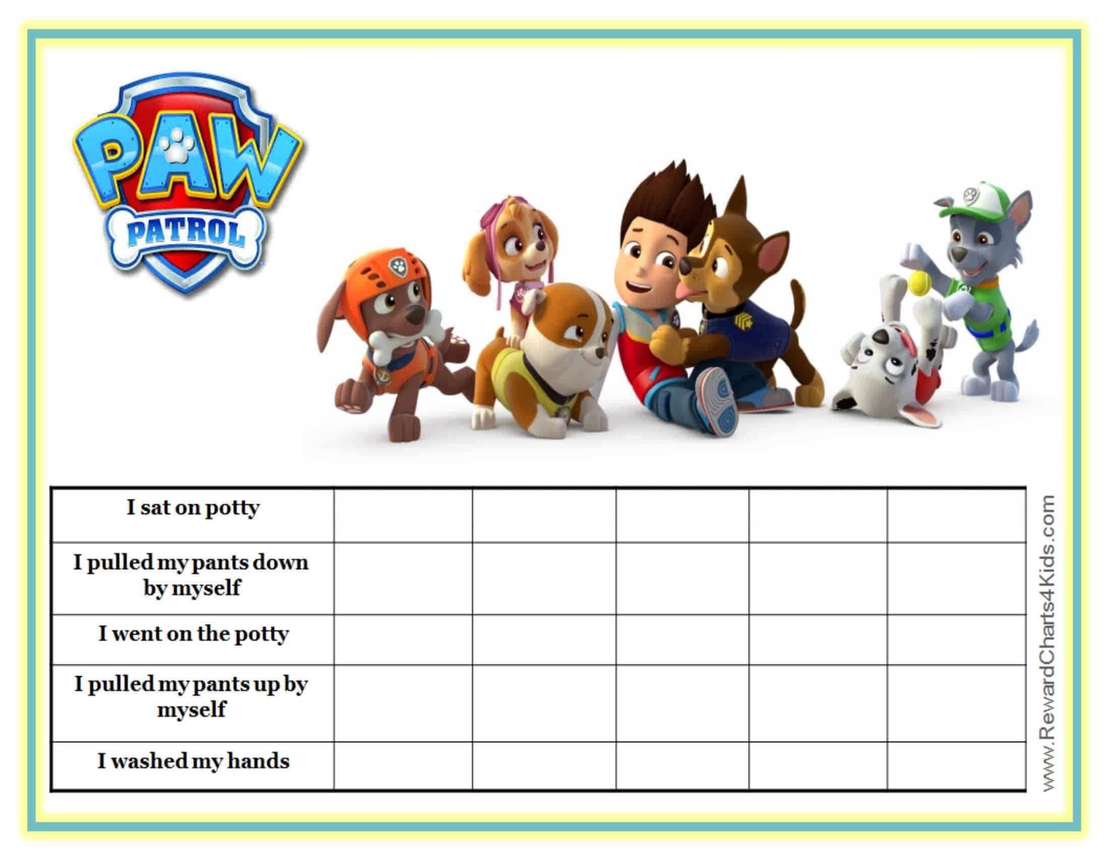 Free Printable Paw Patrol Behavior Chart Printable Templates