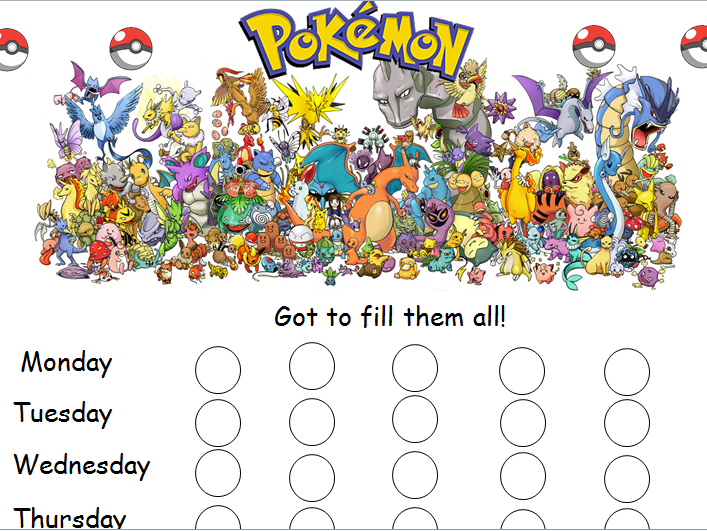 Free Printable Pokemon Reward Chart Printable Templates