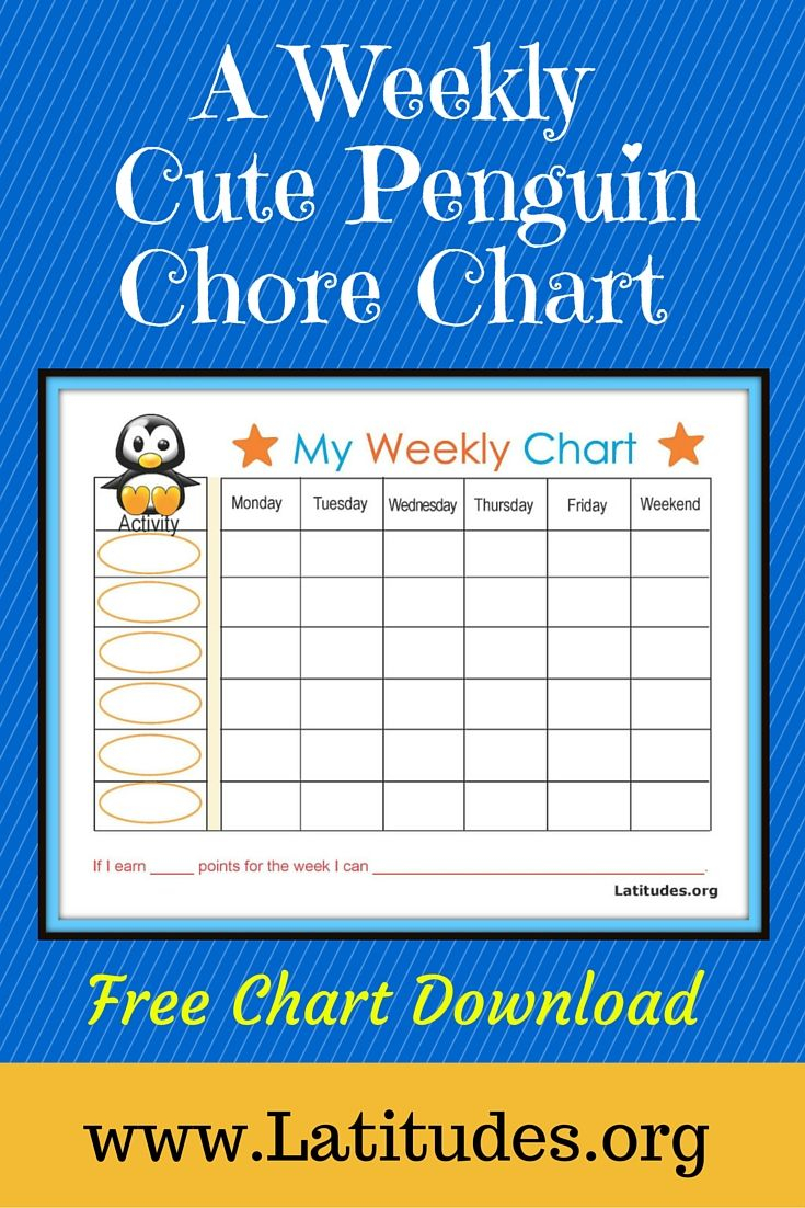 Free Printable Weekly Behavior Chart Baby Penguin ACN Latitudes 