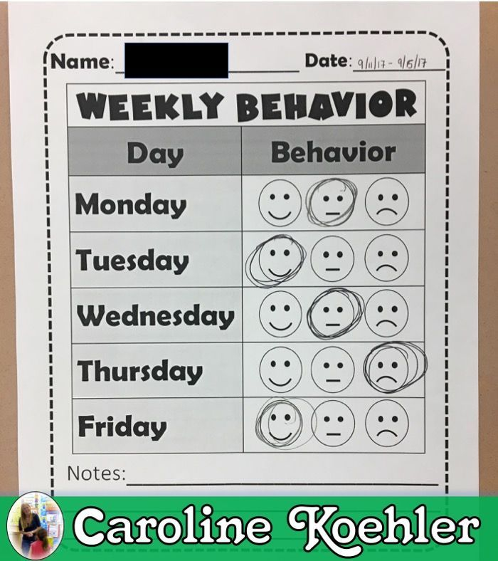 Free Smiley Face Behavior Chart For Individual Log Weekly Daily Tracker