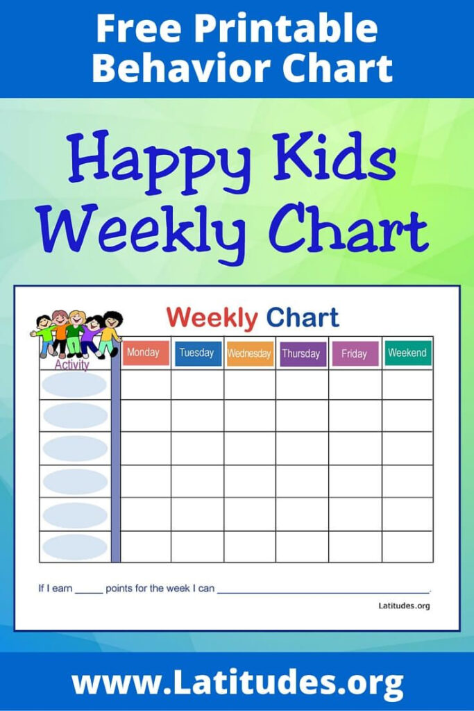 FREE Weekly Behavior Chart Happy Kids Weekly Behavior Charts 