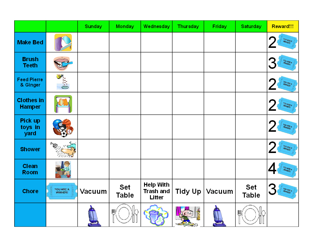 Gael s Crafty Treasures Good Behavior Chore Chart For The Kids