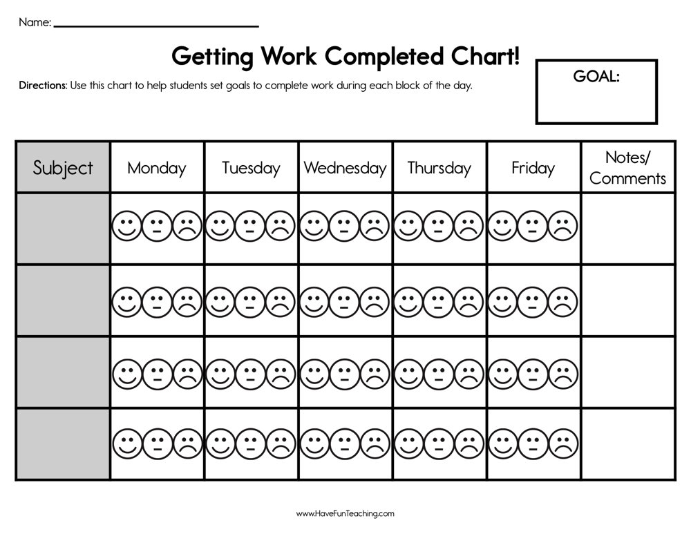 Getting Work Completed Chart Worksheet By Teach Simple