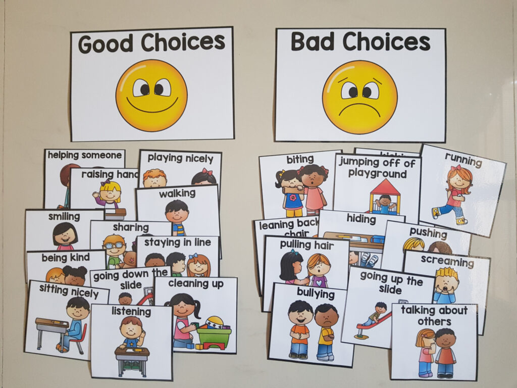 Good Bad Behaviour Sorting Cards Babies Kids Toys Walkers On 