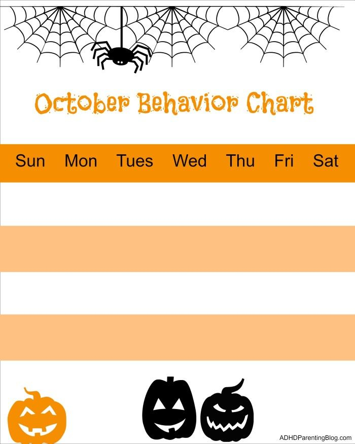 Halloween Or October Behavior Chart Weekly Printable Easy Halloween 