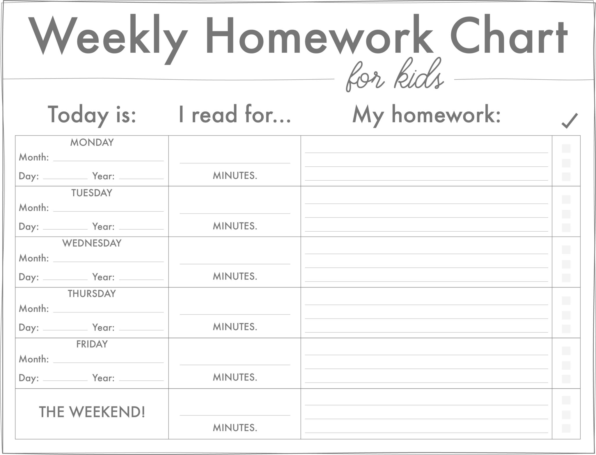 Homework Sticker Chart