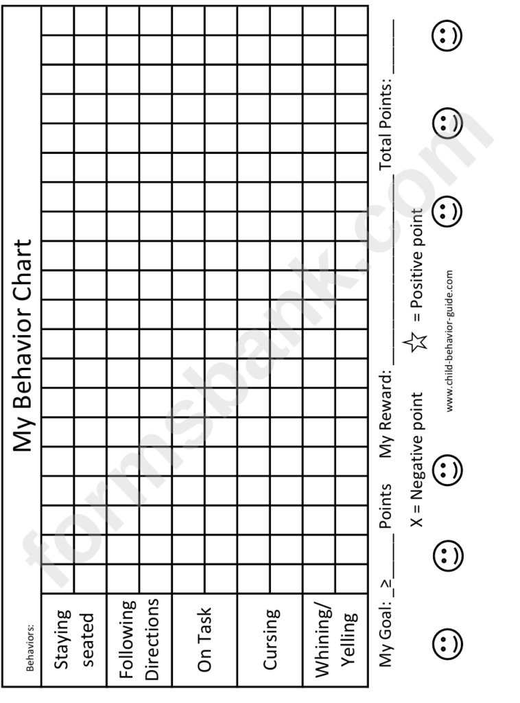 Individual Behavior Chart Printable Pdf Download