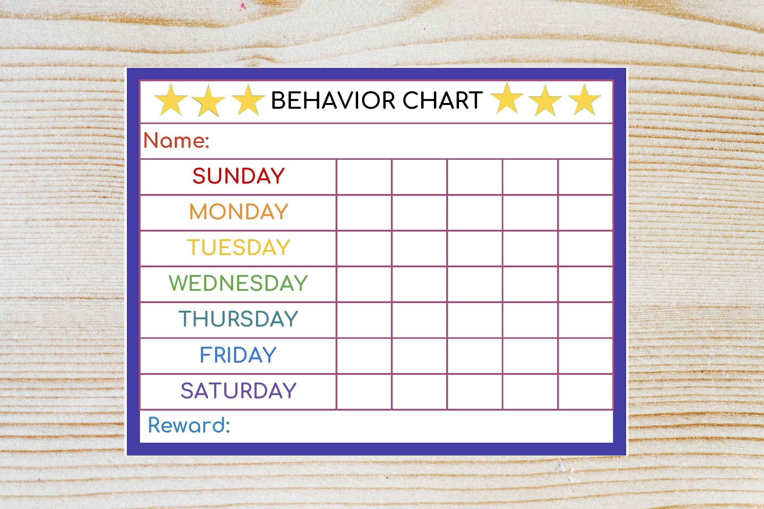 Kids Behavior Chart Printable Chore Chart Sticker Chart Kid Printable